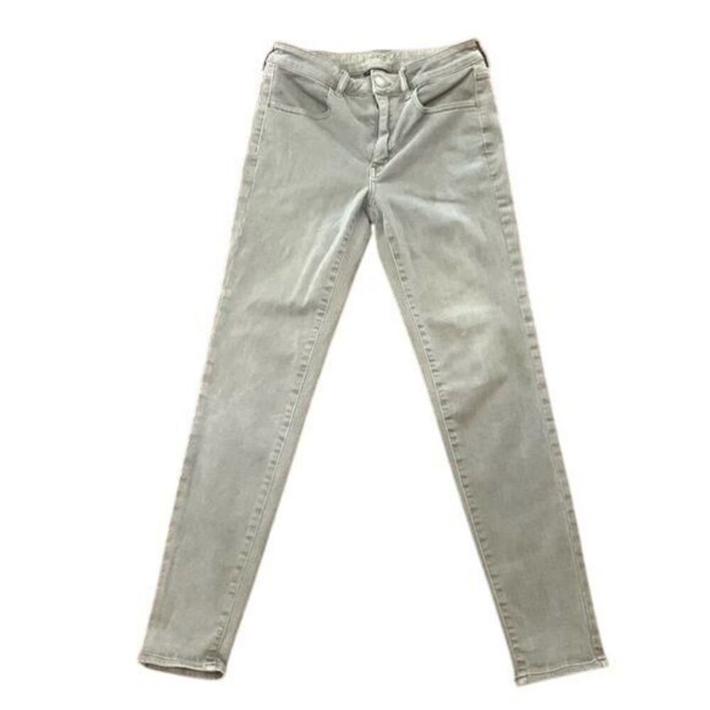 American Eagle Classic 5 Pocket Next Level Stretch Sage Green Skinny Jeans SZ 8 - Picture 1 of 11